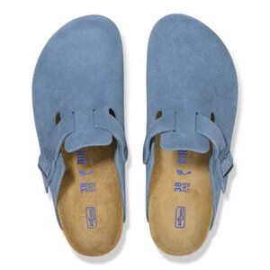 Birkenstock   Boston   Suede   Soft   Footbed   Elemental   Blue   Unisex   Clog